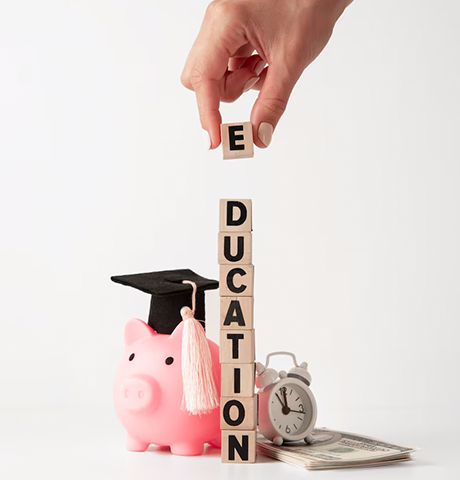 Piggy bank with graduation cap symbolizing fund planning for study abroad consultants in Kochi
